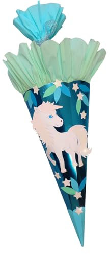 Schultüte Bastelset Glitzer Einhorn vorgestanzt von Prell- metallic irisierend - Mädchen - Einschulung ? Zuckertüte ? Schulanfang