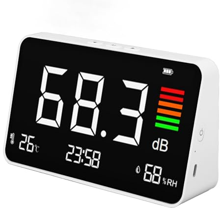 Decibel Messgerät, 30-130DBA Desktop-Schallpegel-Messgerät Temperaturfeuchtigkeitsmesser LED LED LEIGE LEIGER MECER für Home Studio Factory Classroom