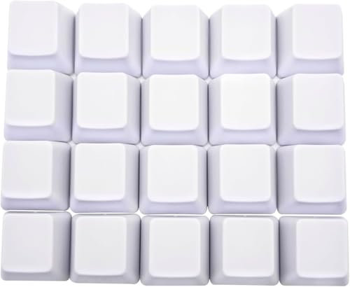BoaJAJUHU OEM Profile Blank Keycaps PBT Rainbow Mixed Colors 1U R4 Keycap for MX Switch Mechanical Keyboard (White, 20pcs)