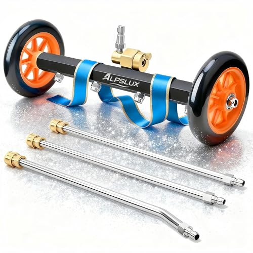 ALPSLUX Pressure Washer Accessories Undercarriage Cleaner Attachment, 16 Inch Undercarriage Washer Water Broom, Pressure Washer Under Car Cleaner with 3 Extension Wands, 4000 PSI