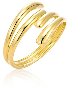ALEXCRAFT Silber Durchbrochener 14K Vergoldet Verstellbare Ringe für Damen
