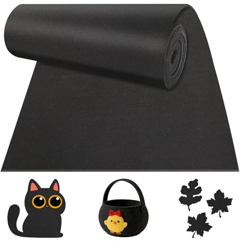 Staranry Filzrolle Filzstoff 30cm x 300cm x 3mm Filz Meterware, Polyester Filzmatte für DIY Aufbewahrungstasche Patchwork Nähen Basteln Handwerken, Bastelfilz Filzunterlage zur Dekoration, Schwarz