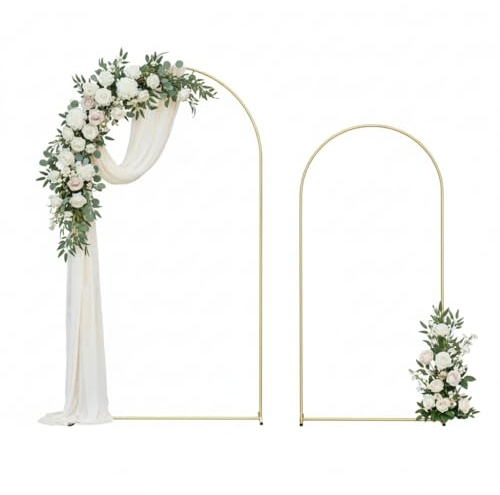 Acidea Metal Arch Backdrop Stand, Gold Metal Balloon Arch Backdrop Stand Set of 2, Wedding Arches Stand Arched Door Frame for Wedding Birthday Party Bridal Baby Shower Garden Floral Arched Decoration