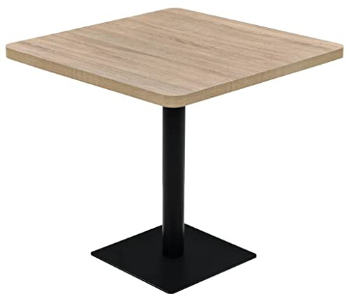 Kaorsrow Bistrotisch 80x80 cm Eichendekor quadratisch aus 3,5 cm MDF Platte & Stahlgestell, Modernes Design, Robust & Langlebig, platzsparender Kleiner Esstisch für Küche, Balkon, Café, Bar