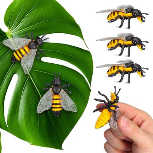SEWACC 3 Realistische Honigbienenfiguren Bienen-Spielzeugfigur Aus Kunststoff Insektenspielzeug Für Frühes Lernen Wissenschaftsprojekt Tortenaufsatz Und Honigbienen-Partydekoration