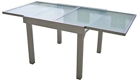 Garden Pleasure Table extensible en aluminium et verre 90 x 180 x 90 cm
