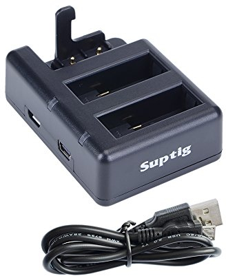 Suptig Caricabatterie triplo compatibile per GoPro Hero 8 Hero 7 nero Hero 6 Hero 5 e per GoPro wifi remoto o Suptig wifi caricabatterie remoto