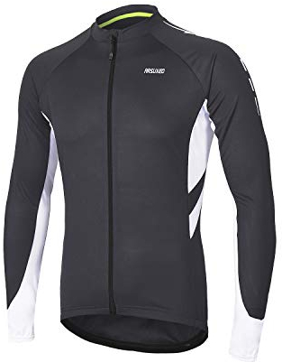 ARSUXEO Radtrikot für Herren, Fahrradtrikot Langarm, Radfahren Shirt, Radsport Trikot MTB Fahrrad-Bekleidung 6030 dunkelgrau S