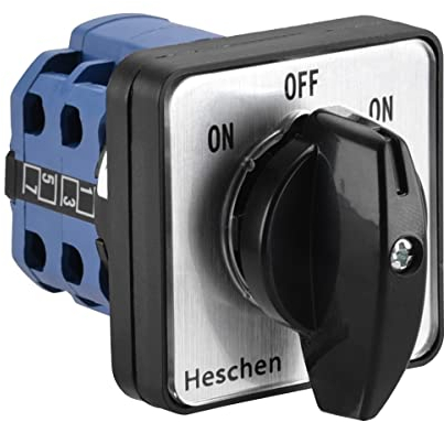 Heschen Interruttore universale rotativo per selettore camme SZW26-20/B202.2, ON-OFF-ON, tipo momentaneo 660 V 20 A, 3 posizioni, 2 fasi, 8 terminali, CE