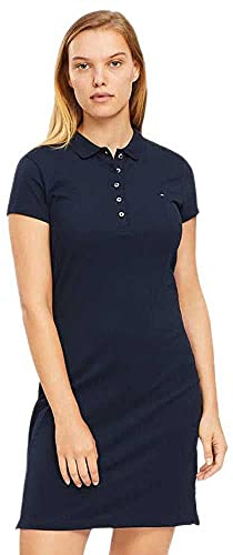 Tommy Hilfiger HERITAGE SLIM POLO DRESS Kleider Damen, Blau (MIDNIGHT), XL