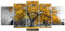 decomonkey - Impression sur Toile Arbre 200x100 5 Pièces - Tableau Décoration Appartement Cadre en Bois Déco Salon Peinture sur Toile Maison Des arbres photographie automne paysage feuilles nature