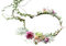 Brikuinr Floral Wreath Headband Flower Wreath Crown Hair Wreath Hair Garland Flower Halo Floral Headpiece Boho with Ribbon Wedding Party Festival Rosy