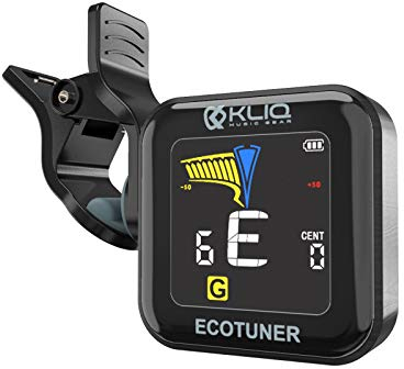 KLIQ EcoTuner - USB Rechargeable Clip-On Tuner for All Instruments (with included charging cable) - with Guitar, Ukulele, Violin, Bass & Chromatic Tuning Modes (also for Mandolin and Banjo)
