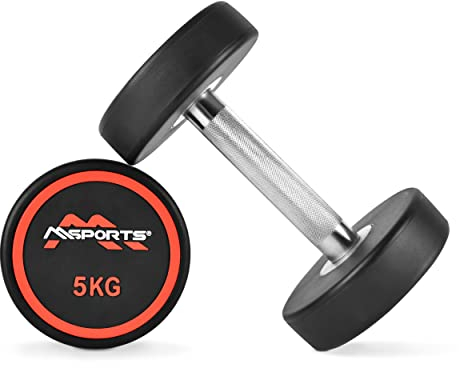 Rundhantel Premium 2er Set | Gummi Kurzhantel Beschichtung 2,5-50 kg | Griff verchromt und gerändelt | Verschiedene Gewichtsvarianten Hantel (2 x 5 kg)