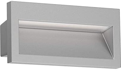ledscom.de LED Wandeinbauleuchte NOLA, Downlight für außen, IP54, grau matt, 140 x 70mm, warmweiß