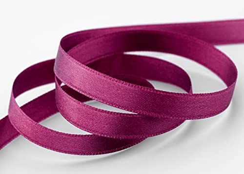 finemark 3 m x 10 mm Satinband Fuchsia Beere (616) doppelseitiges Schleifenband aus Satin ohne Draht weich und glänzend Geschenkband Deko Band Double face Dekoband Dekorieren Basteln