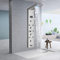 TTICCTIY LED Shower Panel Column Tower Brushed Nickel Stainless Steel with Temperature and Time Display 5 Functions Shower Tower System