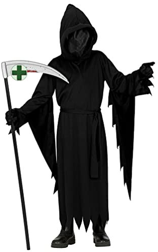 Karneval-Klamotten Kinderkostüm Sensenmann Halloween mit unsichtbarer Gesichtsmaske und Sense