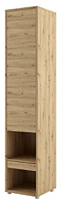 MEBLINI Schrank für Schrankbett Bed Concept - Hochschrank mit Ablagen, Fächern und Schublade - Nachttisch - BC-07 - Artisan Eiche