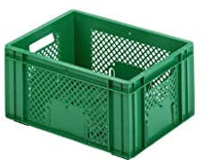GREEN24 Gemüsekiste, Obstkiste, Kunststoffkiste, Kunststoffkorb 400 x 300 x 193 mm - zur Lagerung / Trocknung von Obst, Gemüse, Nüssen aus lebensmittelechtem HDPE - Farbe grün