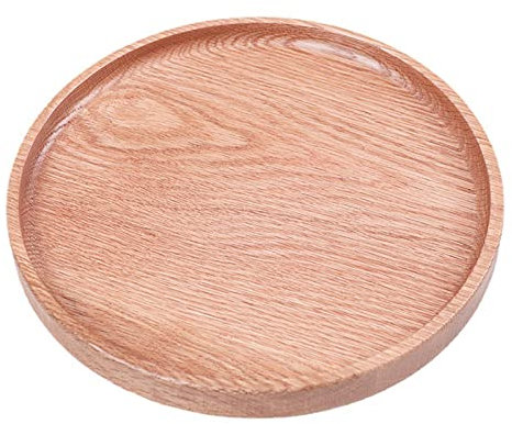 GZEZHA Wooden Tray Round Oak Fruit Plate Japanese Tea Plate Dinner Plate Cafe Dessert Dessert Dried Fruit Plate Cake Plate oak,20 * 20cm