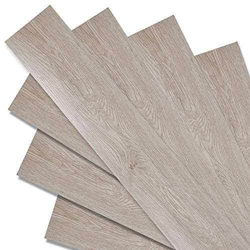 Tubiaz PVC Bodenbelag Selbstklebend Vinylboden 5,9 m² 42 Fliesen Holzoptik 91.5x15.2 cm Selbstklebende Vinyl-Dielen White Oak Vinyl Laminat Verschleißfest für Fußbodenheizung
