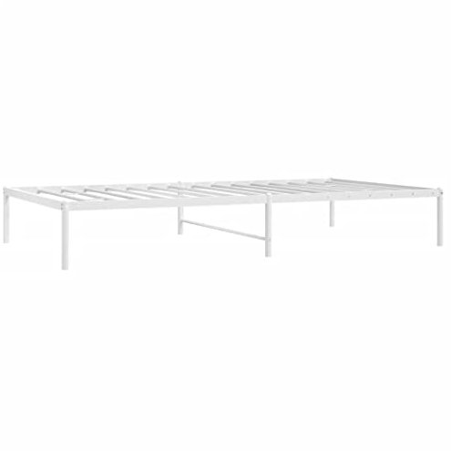 vidaXL Bettgestell, Bett Einzelbett Metallkonstruktion, Metallbett für Schlafzimmer, Bettrahmen mit Lattenrost, Metall Weiß 107x203cm
