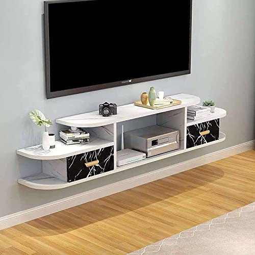 CENAP Meuble TV Mural, Meuble TV Flottant, étagère de Fond pour Lecteur DVD/Blu-Ray Mural, décodeur TV Satellite, décodeur câble/A / 140CM