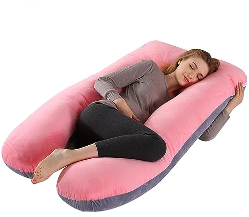 Schwangerschaftskissen, U Form Seitenschläferkissen, Pregnancy Pillow und Stillkissen, Unterstützung für Rücken, Hüften, Bauch, Groß Lagerungskissen, Stillkissen mit Waschbarem Bezug 130x70cm (02)