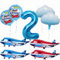 Yunchu Online 2. Flugzeug Geburtstag Dekoration Großer Blauer Rot Flugzeug Ballon Flugzeug Geburtstag Ballon Flugzeug Cloud Folienballons Flugzeug Geburtstag Party Set für 2 Geburtstag Junge Mädchen