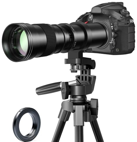 Obiettivo F per Nikon - Teleobiettivo 420-800mm f/8.3 Zoom Obiettivo Manuale per Nikon D3500 D850 D7500 D5600 D3400 D500 D7200 D5500 D750 D810 D3300 D5300 D610 D7100 D5200 D600 DSLR Fotocamere