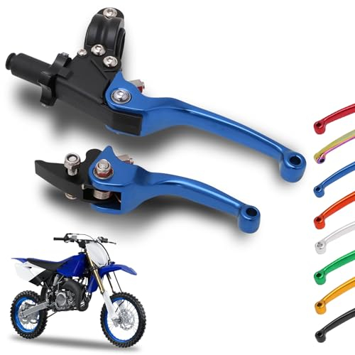IUVWISN Pit Bike Bremsen-Kupplungshebel 1 Paar 7/8 22mm geschmiedetes Aluminium klappbar Satz für 50CC-150CC YZ YZF 90/110/125/140/150cc Pit Dirt Bike ATV Mini Bike Blau