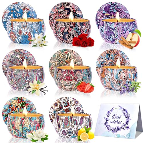 Duftkerzen-Geschenk-Set für Frauen, Aromatherapie-Kerzen mit Grußkarte, 160 Stunden Brenndauer, natürliches Sojawachs, für Geburtstag, Valentinstag, Geschenke für Mutter, Freunde, Ehefrau, Bad, Yoga,