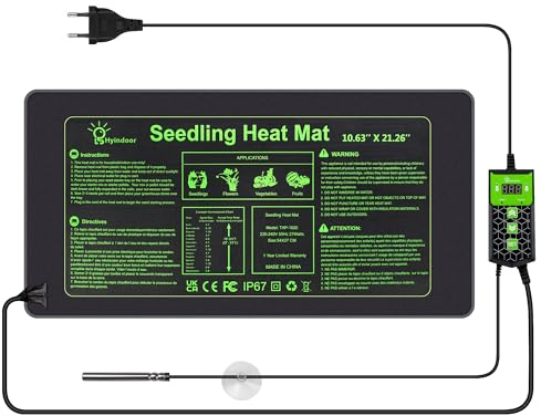 Hyindoor Heizmatte mit Thermostat wasserdichte Sämling Wärmematte Heizmatte Pflanzen Heizkissen für Sämling Germination Innengarten Gewächshaus, 27 x 50cm