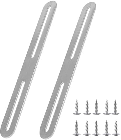 Placa de Unión Soportes de Placa Plana 360mm Soporte Recto Plano de Acero Inoxidable Reparación de Conectores Planos para Fijación y Reparación de Muebles de Madera (Plata, 2 pcs)