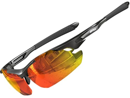 ATTCL 22g Sonnenbrille Herren Polarisiert Sport UV400 Wrap-Around TR90 | Leicht, HD TAC Linse, Blendschutz, Rutschfest,Verstellbare Bügel und Nasenpolster, Laufen, Angeln, Cat 3