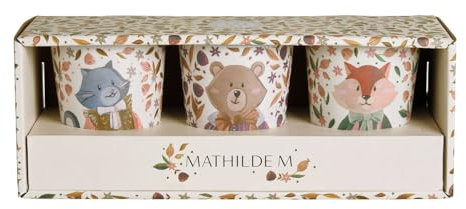 MATHILDE M. Juego de 3 Vasos Infantiles con decoración (Gato, Oso, Zorro)
