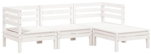 vidaXL Gartensofa 3-Sitzer, Outdoor Sofa mit Latten-Design, Gartencouch Modular, Gartenmöbel Gartengarnitur Sitzgruppe, Weiß Massivholz Kiefer
