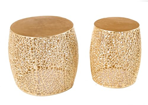 Riess Ambiente 2er Set Filigraner Design Couchtisch Leaf Gold Handmade Beistelltisch für Dein Wohnzimmer