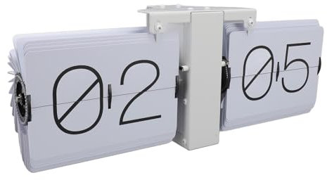 Ejoyous Retro Digitale Flip-Clock, Automatisches Flip-Uhr mit Große Zahlen, 24-Stunden-Anzeige, Mechanische Auto-Flip-Uhr für Zuhause Wohnzimmer (Weiße PT-Schriftart)