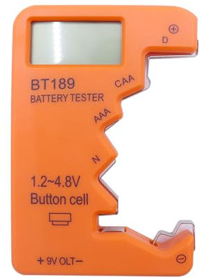 Namvo Digital Battery Tester, Universal Battery Tester BT189, Battery Detector with Display for C, AAA, AAA, D, N, 9 V (Orange Color)