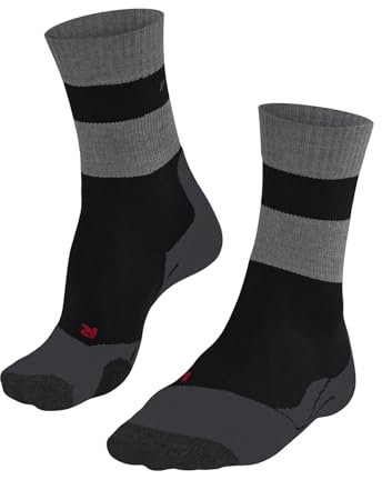 FALKE Herren Wandersocken TK2 Explore M So Wolle Funktionsmaterial antiblasen dick 1 Paar, Schwarz Black-Mix 3010 Stripe, 46-48