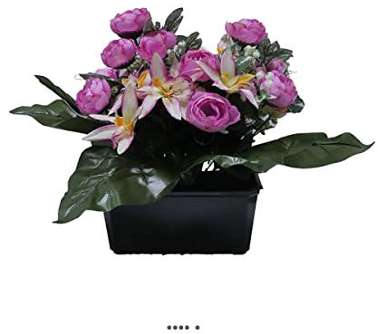 Artificielles.com - Jardinera de flores artificiales cementerio ranúnculos y orquídeas H 30 cm L 40 cm Púrpura púrpura - color: púrpura púrpura púrpura