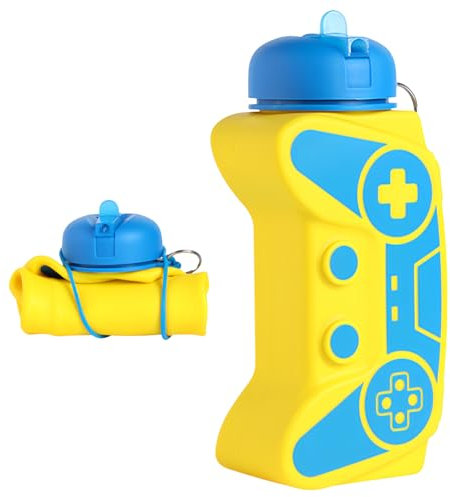 Bottiglia Pieghevole 600 ML, Bottiglie d'acqua in Silicone, Borraccia da Viaggio Portatile, Bottiglia d'acqua per Bambini con Beccuccio e Moschettone per Il Campeggio e Gli Sport All'Aria Aperta