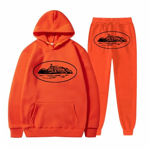 Udbeksid Jogginganzug für Herren | Lose Hoodies Tracksuit und Jogginghosen Y2K für Herren | Hip Hop Jogginghose und Trainingsanzüge für Männer | Lässig und Sportanzug Mit Kordelzug