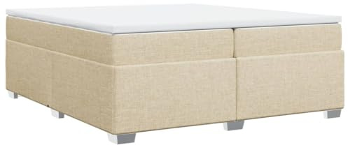 vidaXL Boxspringbett mit Matratze Creme 200x200 cm Stoff