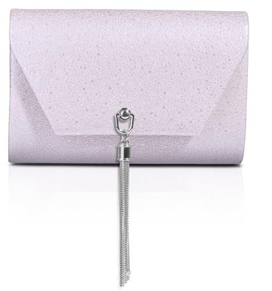 Michelle Moon - Pochette Donna Elegante Lilla per Matrimoni, Feste ed Eventi | Clutch con Tracolla, Ideale Come Borsa Elegante Cerimonia | Pochette con Glitter per Occasioni Speciali