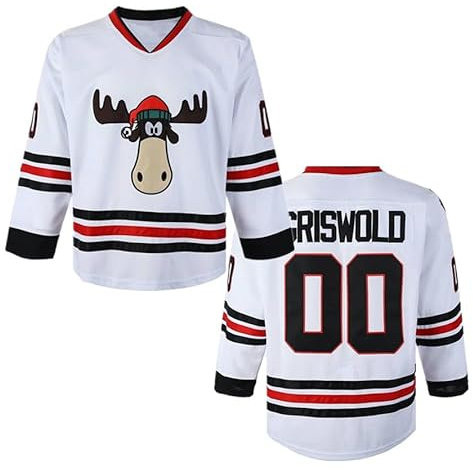 #00 Griswold Movie Hockey Jersey Stitched Mens X-Mas Christmas Trikots, Weiss/opulenter Garten, Mittel
