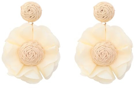 TOFBS Pendientes Florales Artesanales Elegantes Tela Natural Estilo Camelia Adorno Mujer Complemento Verano