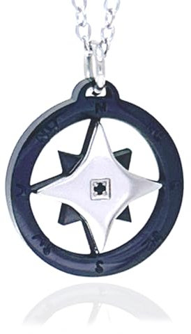 amorili Collana Uomo Rosa dei Venti in Acciaio Inossidabile | Pendente Bussola Nautica | Catena Regolabile Fino a 50 cm | Gioiello Regalo Elegante Stile Marina Militare (y)